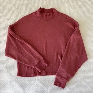 Abercrombie & Fitch Mock Neck Rose Ribbed Long Sleeve